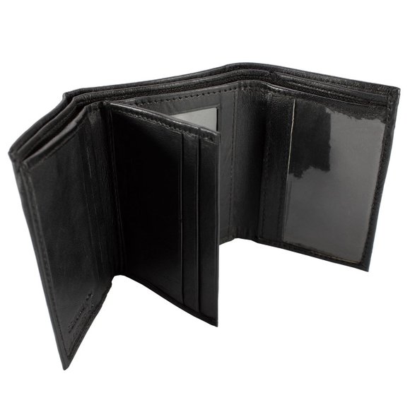 Men Trifold Black Leather Wallet - Picture 7 of 13